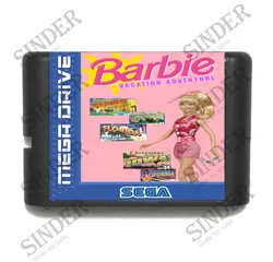 BarbieVacation Adventure 16 bit MD игровая карта для sega Mega Drive для Genesis