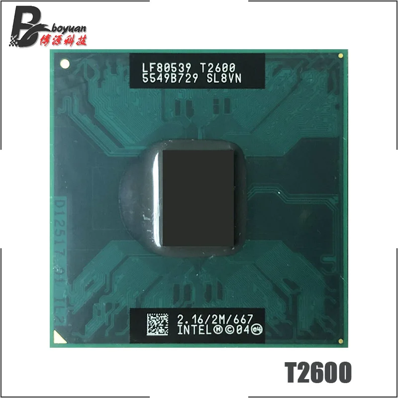 

Intel Core Duo T2600 SL8VN SL9JN 2.1 GHz Dual-Core Dual-Thread CPU Processor 2M 31W Socket M / mPGA478MT