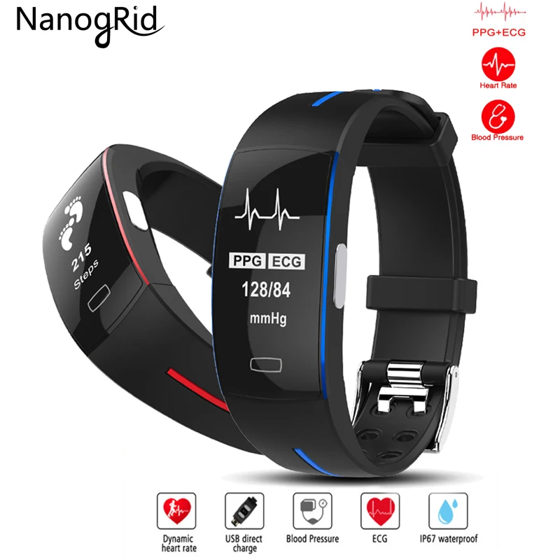 P3 Smart Band ECG+PPG Blood Pressure Heart rate Monitor Pedometer