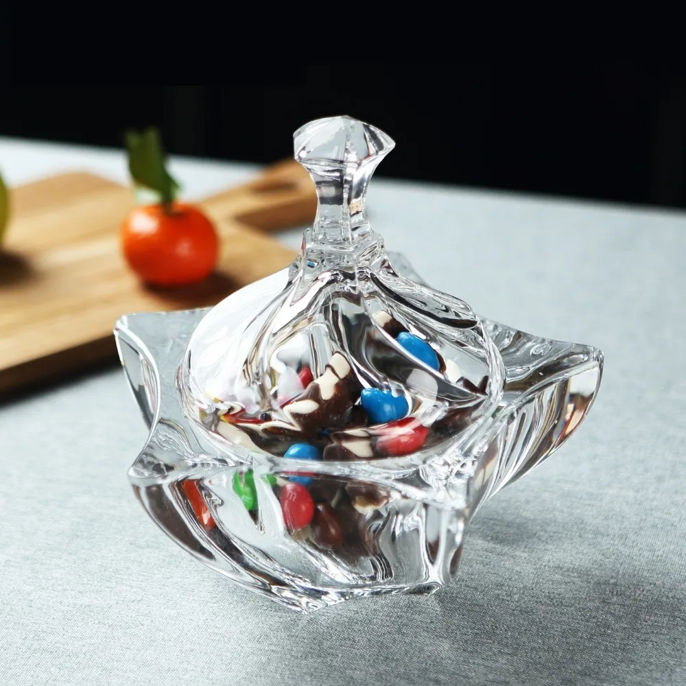

6'' Sea Star Crystal Glass Jewelry Organizer Decorative Candy Box Sugar Jar Glassware Gift Craft Marine Ornament Accessories