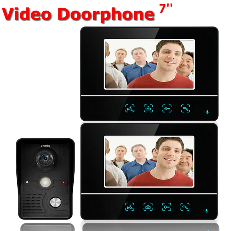 MOUTAINONE 7 Inch TFT Touch Screen Wired Color LCD Video Door Phone Video Intercom 2 Monitor Doorbell Intercom system