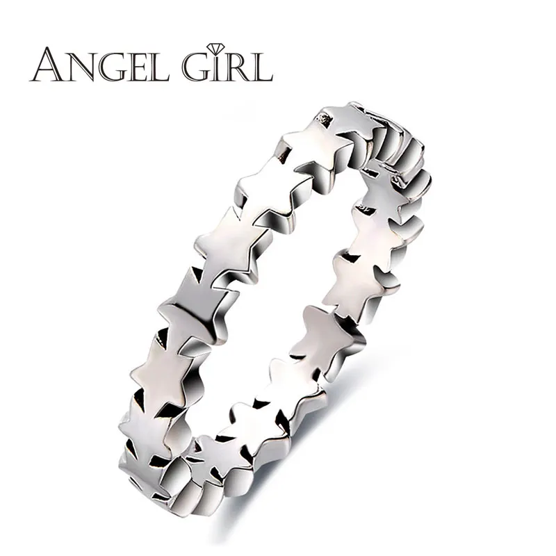 100% Real 925 Sterling Silver Rings Luxury Star Shape Finger Ring For Women Fine Jewelry Accessories Birthday Gift New PR0035 | Украшения и
