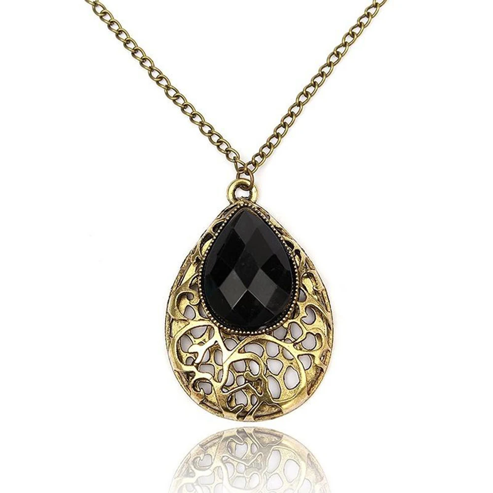 

Women Vintage Jewelry Long Chain Water Drop Hollow Pendant Necklace