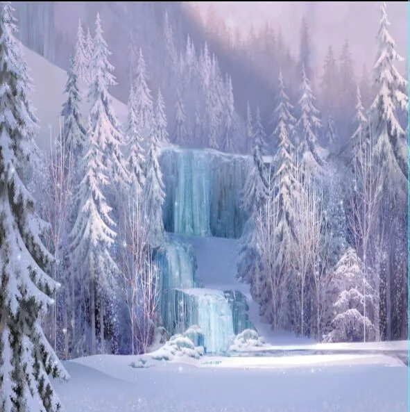 8x8FT Custom Backgrounds Iced Waterfall Falls Icefalls