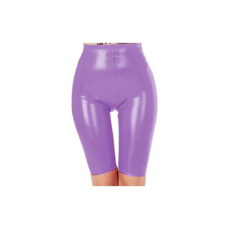 

Latex Women Purple Medium Long Shorts Sexy Tight Sports Shorts Size XXS-XXL