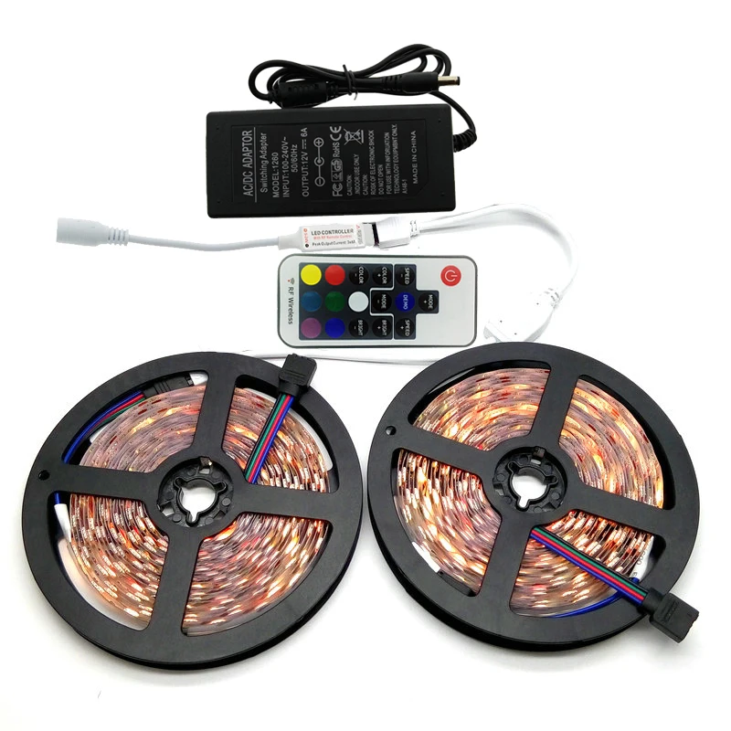 10M SMD 5050 RGB LED Strip Set 60LED/M Home Decoration Lighting Flexible Tape 17Keys RF Controller 12V 6A Power Adapter | Освещение