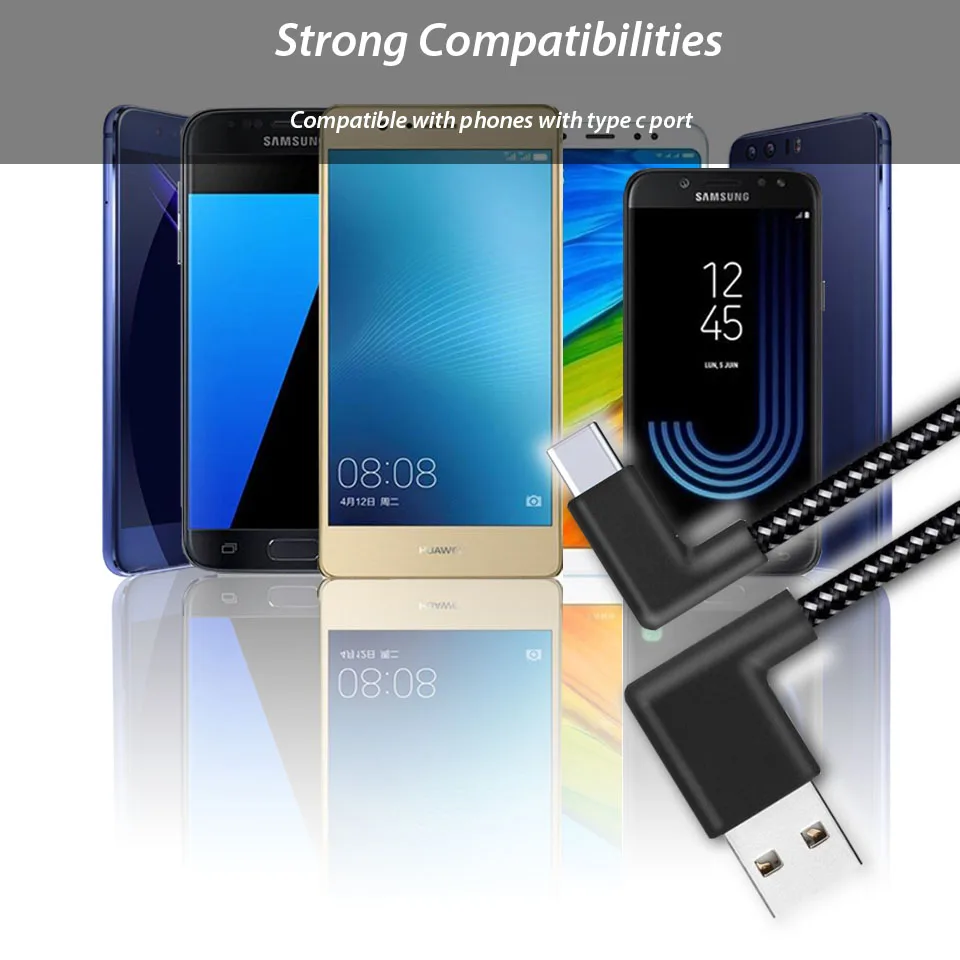 20 см 0,2 м 90 градусов usb type C короткий зарядный кабель l-образный USB-C телефонный кабель для зарядного устройства для samsung Note 9 huawei LG под прямым углом