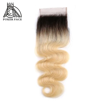 

Poker Face Body Wave Remy Human Hair Peruvian Lace Closure Colored Gradient 8-20 inch