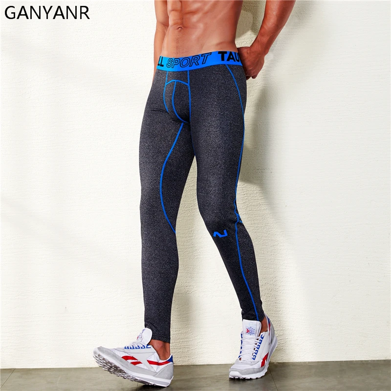 GANYANR работает колготки Для мужчин спортивные Леггинсы для йоги Баскетбол компрессионные штаны для фитнеса для спортзала атлетики Бодибилдинг бег пикантные Длинные