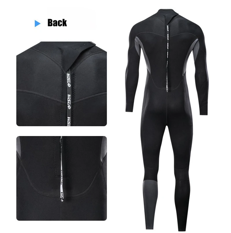 Hisea, новинка 1,5 мм, мужской неопреновый Темный гидрокостюм, сшитый для серфинга, подходит для дайвинга, мужская одежда с длинными рукавами