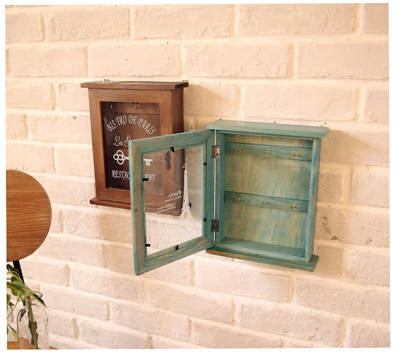 Vintage Home Decor Zakka Wooden Wall Key Holder Decorative Shelves Hooks Racks Rack 24*20*7.5cm|holder rack|hook rackkey holder rack |