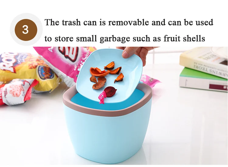 Mini Desktop Trash Can Waste Garbage Paper Basket Small Table Rubbish Bin