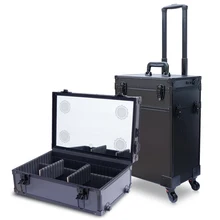 Алюминиевая рамка профессиональный макияж художника косметический чехол Красивая тележка чемодан монитор со светодиодной подсветкой коробка прокатки багажа