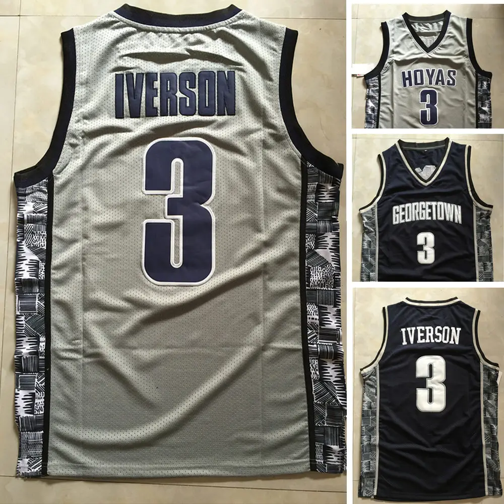 NCAA Basketball Jersey Georgetown Hoyas #3 Allen Iverson Black