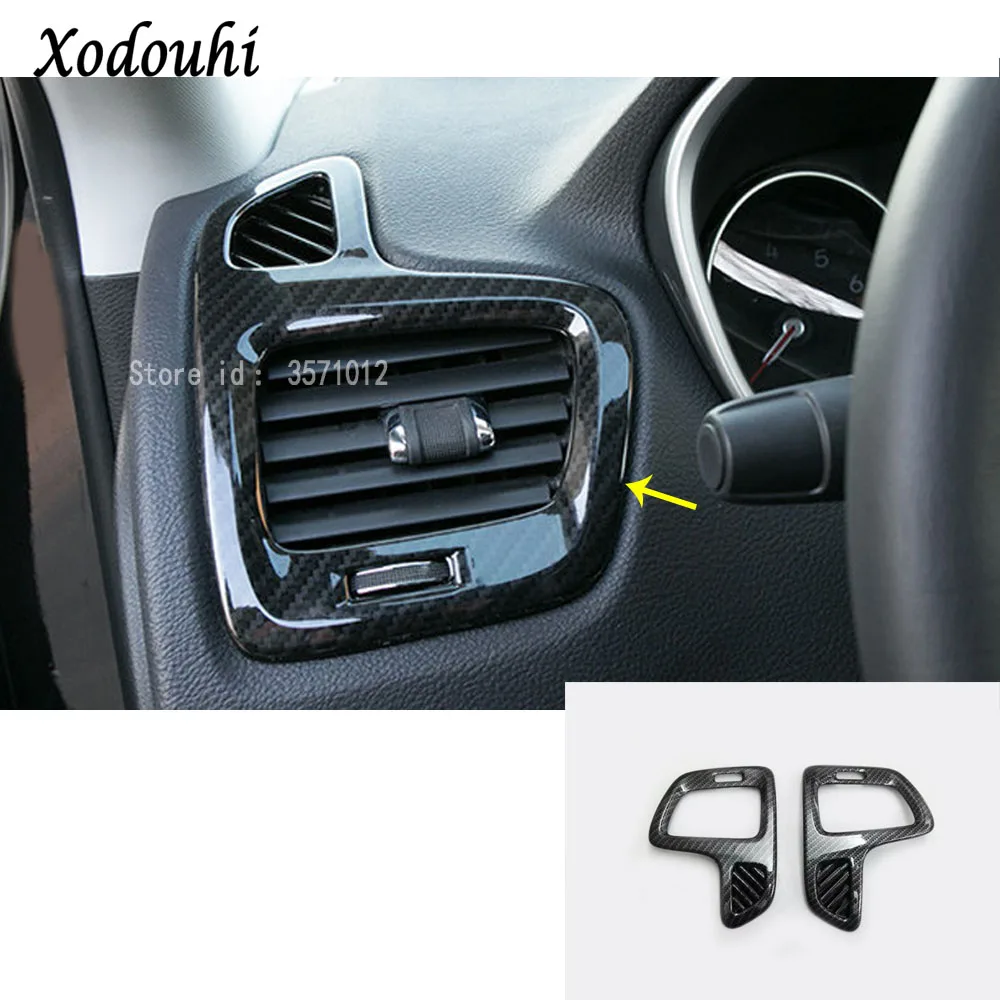 

For Jeep Compass 2017 2018 2019 Car styling inner garnish cover detector trim front Air conditioning Outlet Vent frame part 2pcs