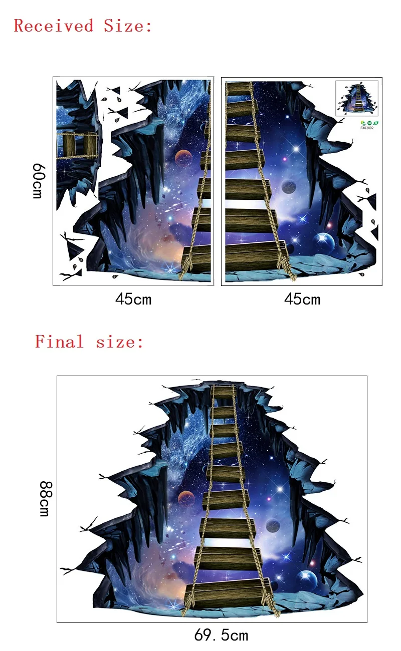 Большой 3D космическое пространство новая наклейка на стену галактика Звездный мост украшение дома для детской комнаты пол гостиная настенные наклейки в комнату домашний декор