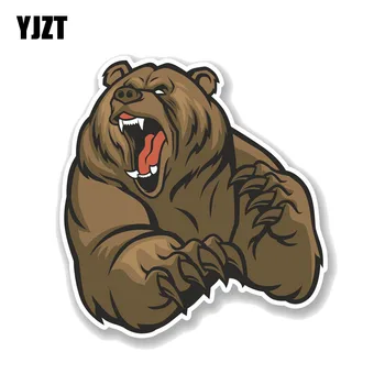 

YJZT 12.7CM*13.3CM Cartoon Angry Brown Bear PVC Motorcycle Car Sticker 11-00730