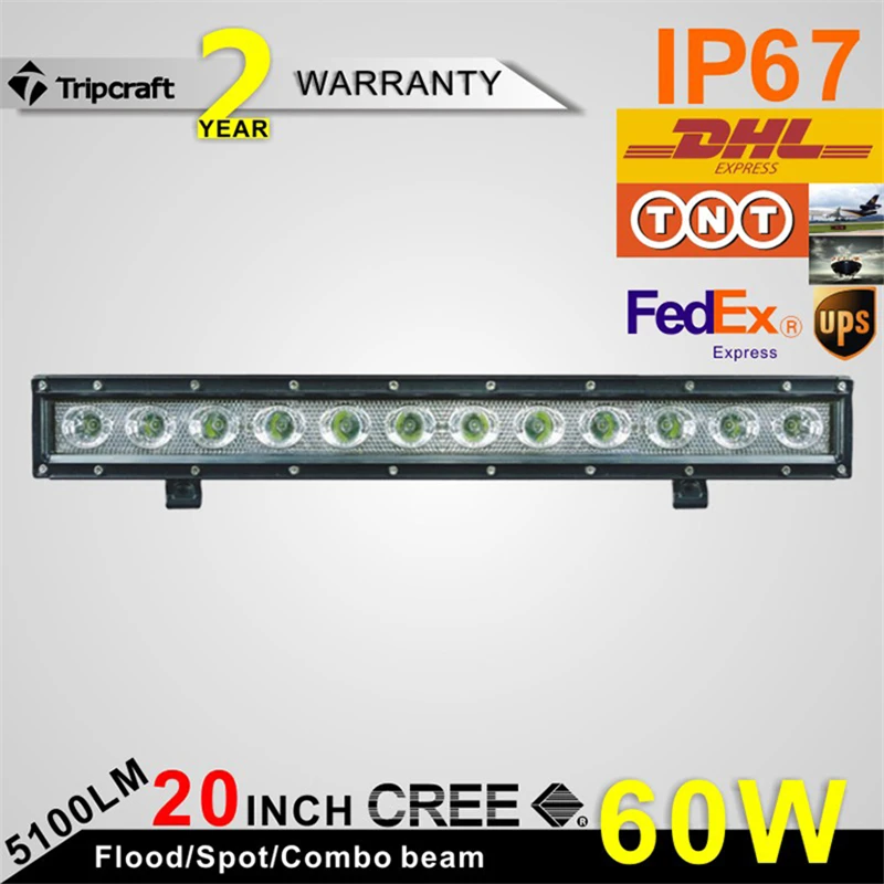 Hot sale!!! 20 inch 1 ROW 60W CREEs LED LIGHT BAR LED RAMP LAMP OFFROAD for all vehicles with high low beam function 10V~30V