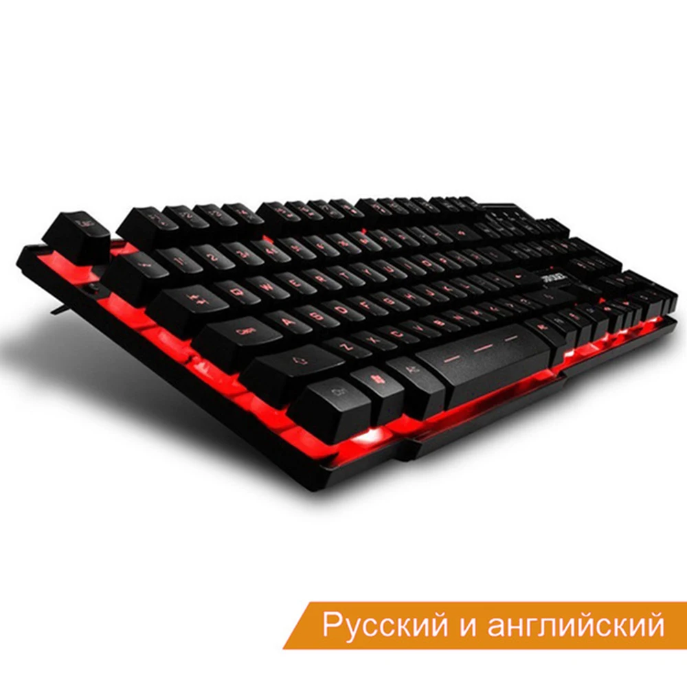 Koop ZIENSTAR Russische Brief Spel Toetsenbord met Drie Kleuren Backlit, Vergelijkbaar Mechanische Voelen, USB Kabel