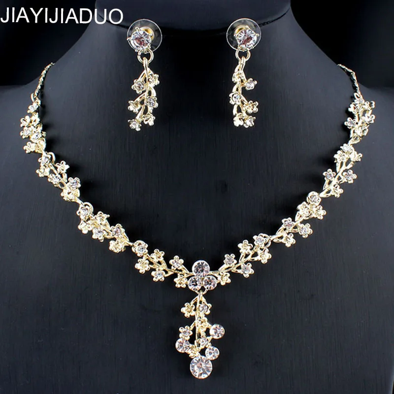 

jiayijiaduo Fashion Women Wedding Jewelry Set Silver/Gold Color Fine Necklace Earrings Set Girl Dating Accessories dropshipping