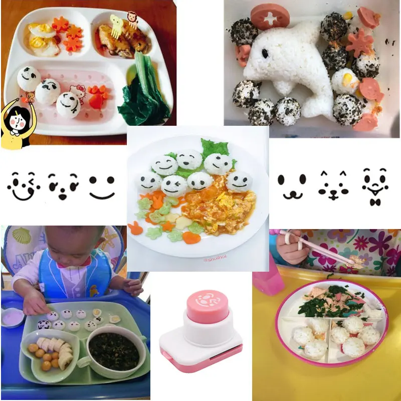 

Cartoon Nori Seaweed Knurling Tools Rice Ball Kids Bento Decoration DIY Nori Emoji Cutter Smiling Face Stamp Punch Sushi Mold