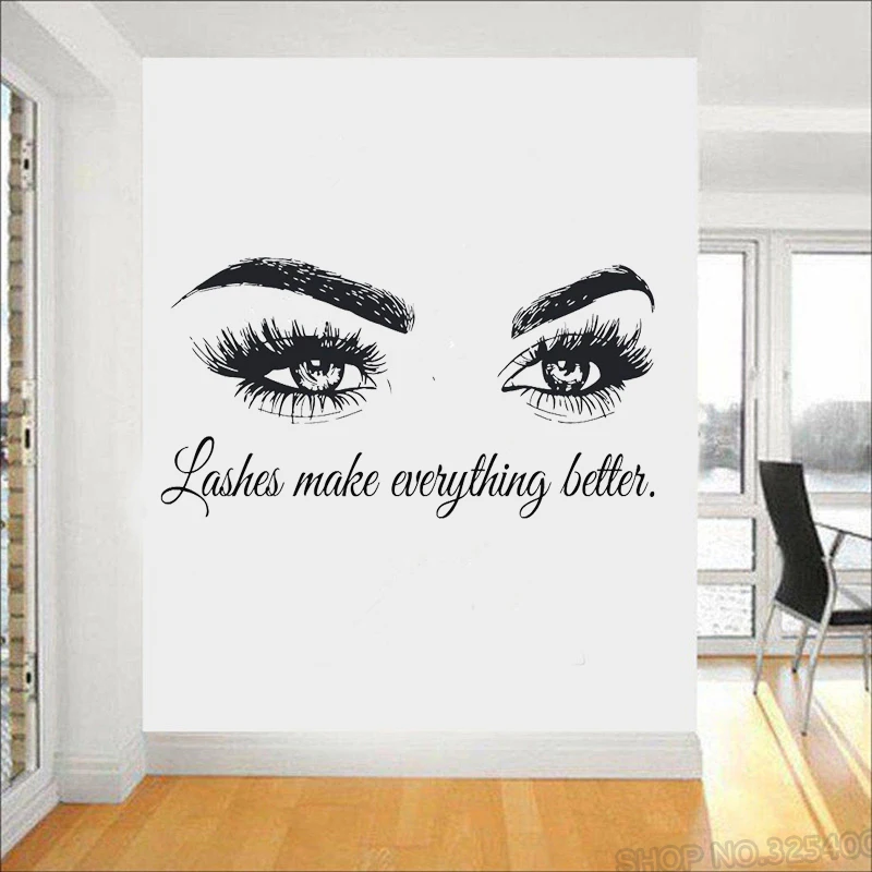Eyelashes and Eyebrows Wall Decal Lashes and Brows Window Sticker Lashes Extensions Wall Decal Eyes Beauty Salon Wall Art SG 816