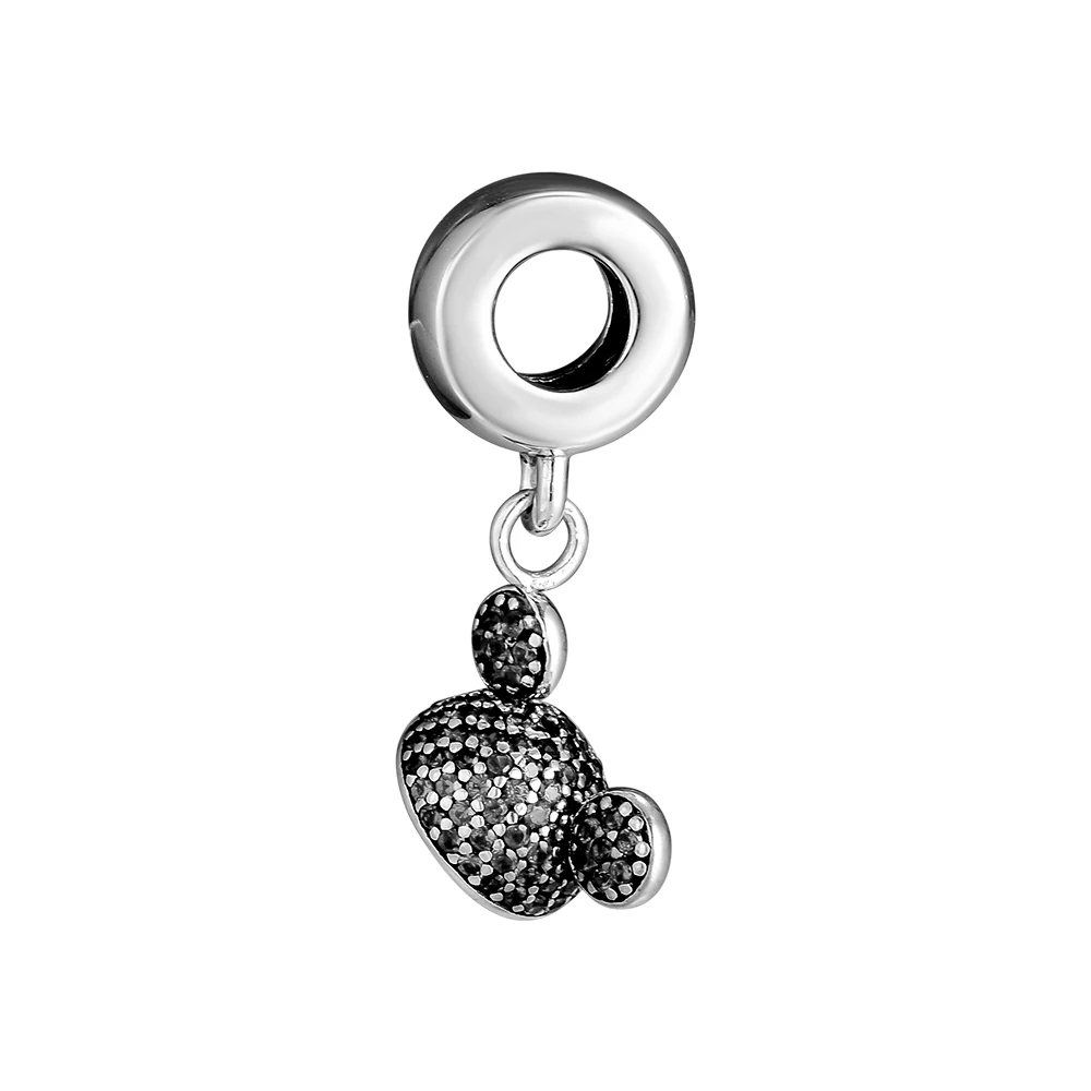 

Authentic 925 Sterling Silver Black CZ Sparkling Ear Hat Dangle Charm Beads for Jewelry Making Fit Original Brand Bracelet