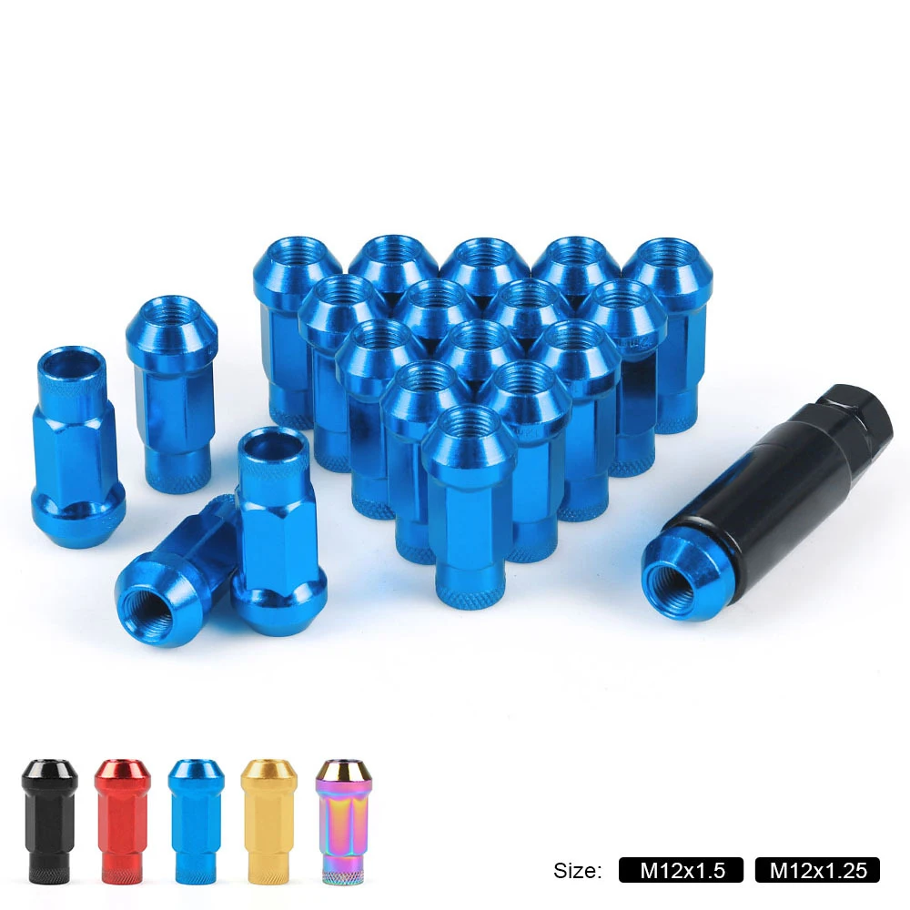

20 Pcs/Set M12X1.5 50mm M12X1.25 47mm Open Extended Tuner Lug Nuts Wheels Rims Colorful