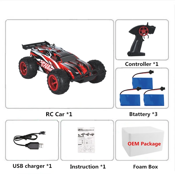Радиоуправляемая машинка на радиоуправлении, светодиодные игрушки для детей, для мальчиков, внедорожная машина на дистанционном управлении, автомобиль машины на Qadio, автомобиль 1:22, 2,4G, 2WD - Цвет: Red 3B Foam Box