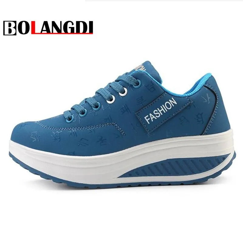 

Bolangdi New Platform Chaussure Femme Sport Shoes Woman Leather Lady Sports Shoes Summer Running Shoes Women's Sneakers Walk