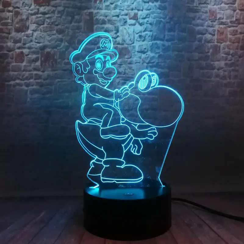

Light-up 3D Nightlight LED 7 Colors Changing Light Super Mario Bros Anime action & toy figures