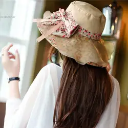 2015 модная летняя шляпа Для женщин женские Packable большой Защита от солнца экран Кепки Лук Декор пляжная шляпа Защита от Солнца шляпа Для