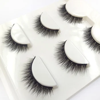 

New Fashion Natural Short Paragraph 3D False Eyelashes Cotton Stalk Cross Curl Fake Eyelashes Performing Stage Makeup Eye Lashes