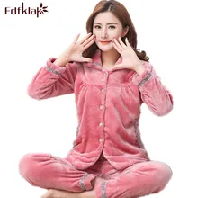 Fdfklak,, фланелевые женские зимние пижамы, семейный пижамный комплект, большой размер, Пижама, Mujer, комплекты одежды для сна, домашняя одежда, Q521
