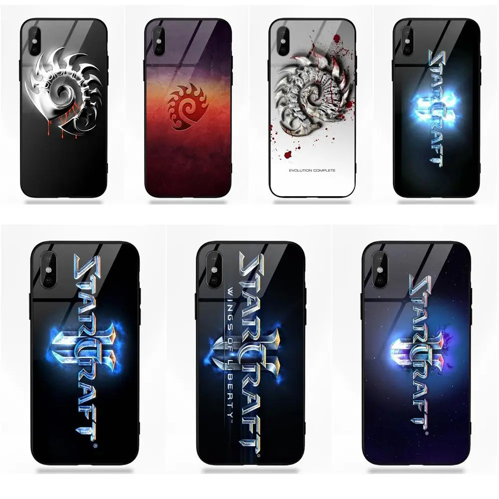

Thin Soft TPU Frame Tempered Glass Cell For Apple iPhone 5 5C 5S SE 6 6S 7 8 Plus X XS Max XR Starcraft Logo