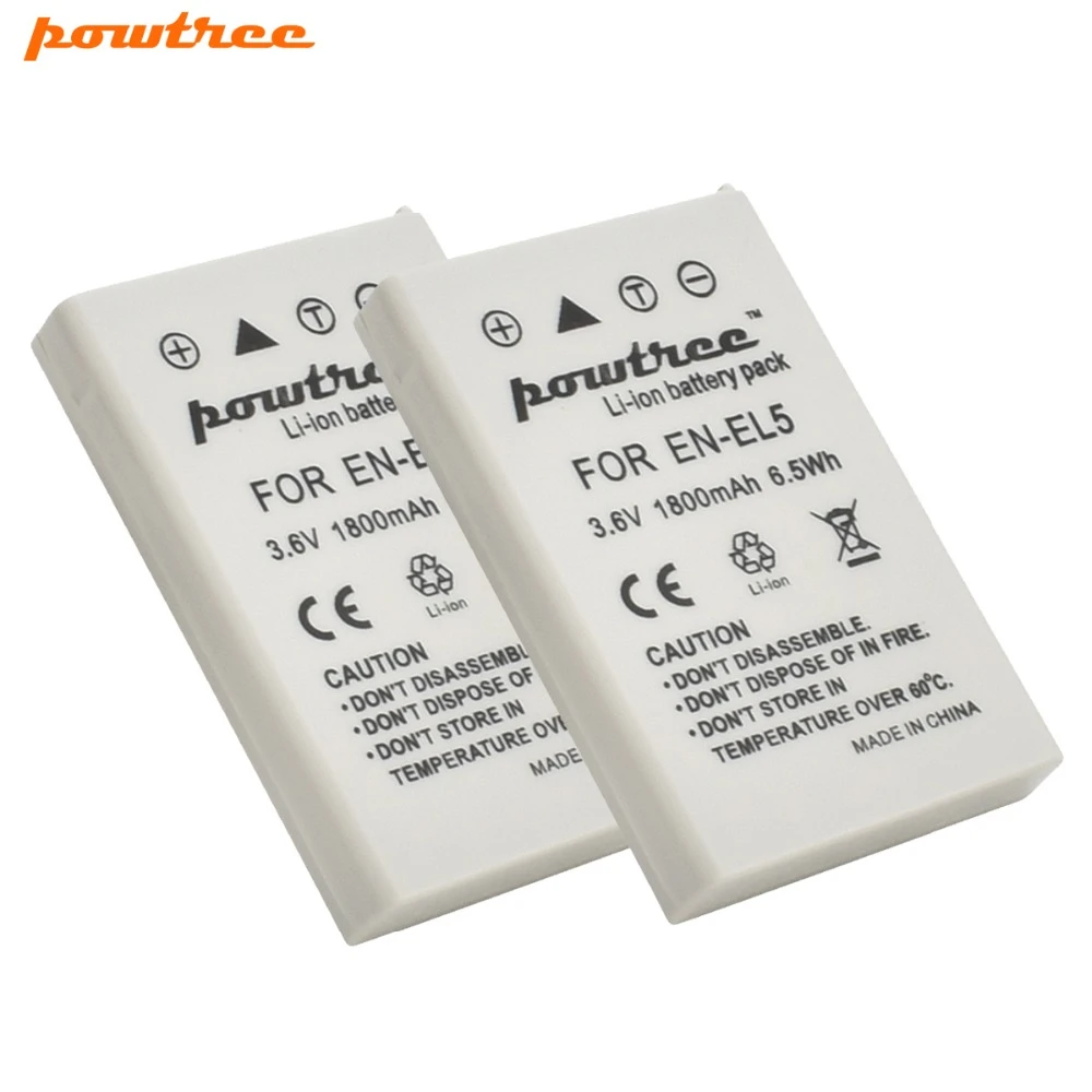 

Powtree 2X 3.6V 1800mAh EN-EL5 ENEL5 EN EL5 Camera Battery for Nikon Coolpix P4 P80 P90 P100 P500 P510 P520 P530 P5000 P5100 L15