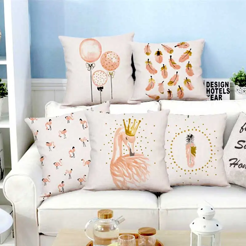 Новая плюшевая розовая Подушка "фламинго" гусиное перо воздушные шары геометрический нордический домашний декор диван подушка для украшение комнаты девочки