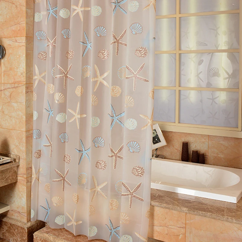 

Modern Shower Curtain Starfish Partition Fresh Seaside Style Waterproof Mildew PEVA Curtain For Bathroom Shower Room