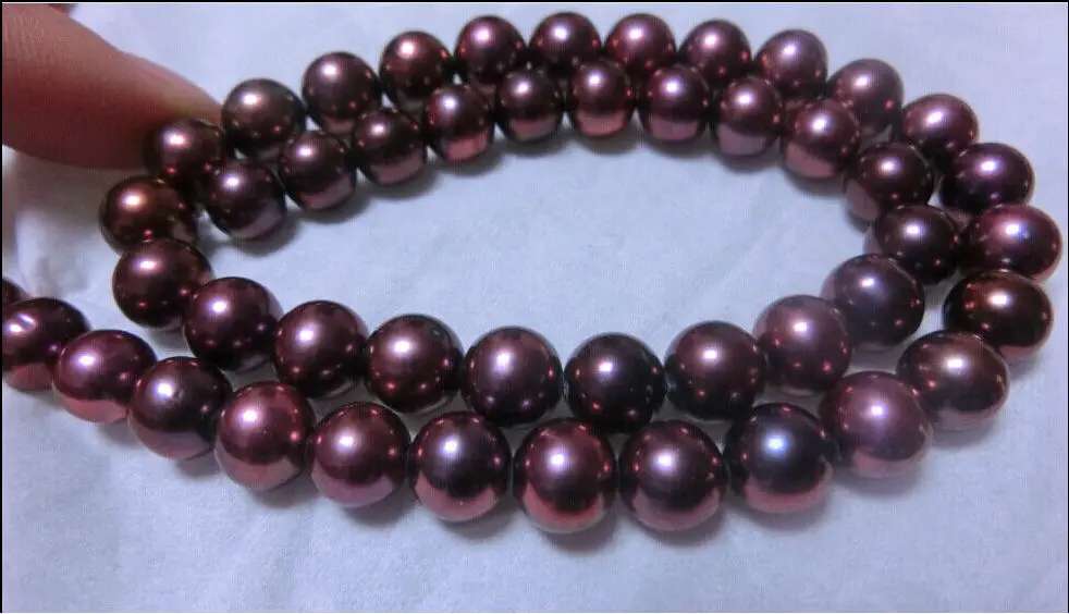 

18 INCH AAA+ 10-11MM Natural SOUTH SEA Dark red PEARL NECKLACE 14k GOLD (9.13)
