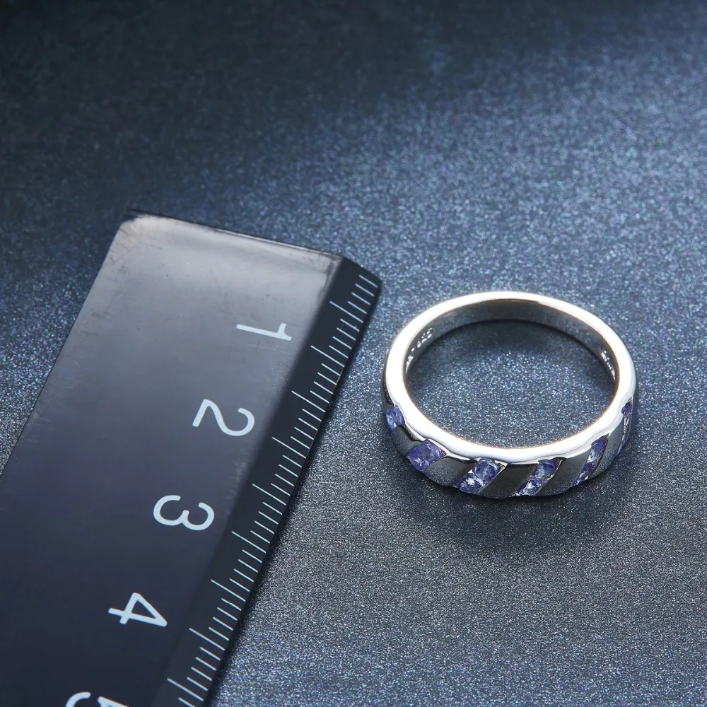 HUTANG обручальное женское кольцо натуральный Танзанит 925 пробы серебряные кольца фиолетовый драгоценный камень изящные элегантные классические ювелирные изделия для подарка