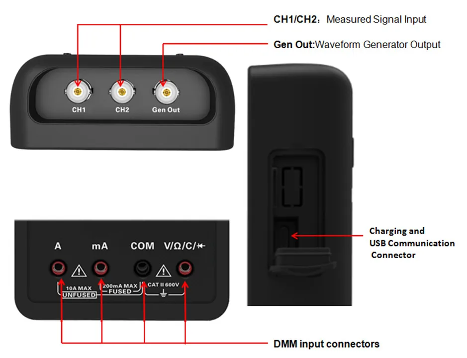 Hantek 3в1 2D72 250MSa/S цифровой осциллограф генератор сигналов мультиметр USB портативный 2 канала 40 МГц 70 МГц Многофункциональный