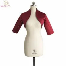 Walk рядом с вами бордовый свадебный пиджак вечернее женское платье Болеро накидка Свадебная атласная три четверти рукава вечерние накидка на плечи на заказ