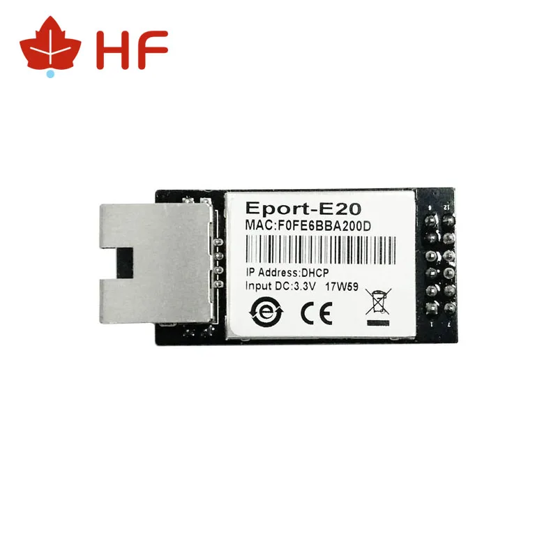 

HF Eport-E20 FreeRTOS Network Server Port TTL Serial to Ethernet Embedded Module DHCP 3.3V TCP IP Telnet CE Certified