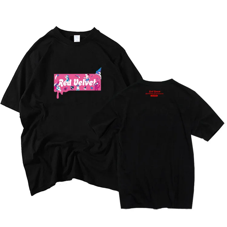 

Kpop red velvet red room in japan concert same printing o neck t shirt for summer Red Veluv unisex loose short sleeve t-shirt