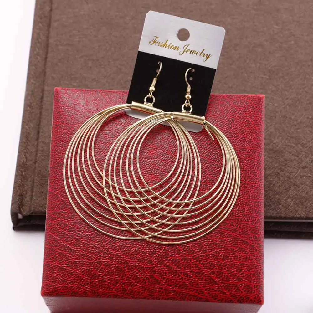 Большие новейшие золотые серебряные изысканные круглые серьги на клипсах для женщин и девушек, модные женские серьги без отверстий для ушей, ювелирные изделия, подарок - Окраска металла: Drop Earrings gold