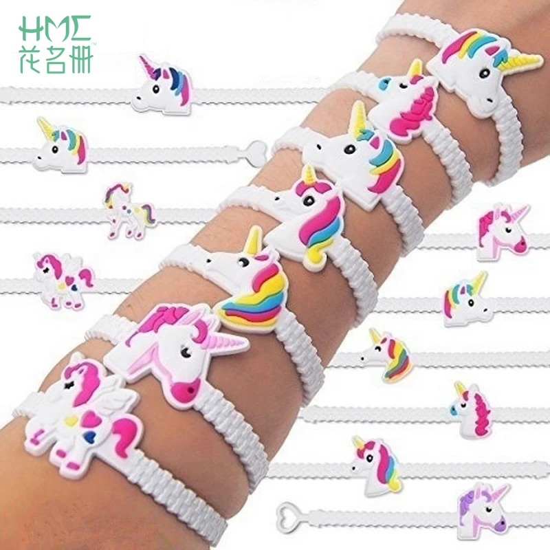 

Randomly 10pcs/lot Unicorn Party Rubber Bangle Bracelet Birthday Party licorne Decoration For Kids Colorful Decor Party Supplies