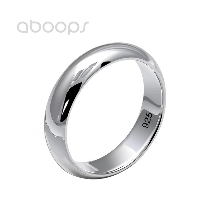 Anillo Plata de 925 liso para hombre y mujer, sortija lisa de boda, tamaño 6 10, 4,5mm, envío gratis|Anillos| AliExpress