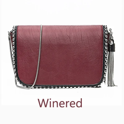 Yogodlns, Британская мода, простая маленькая квадратная сумка, женская дизайнерская сумка, высокое качество, искусственная кожа, заклепки, кисточка, цепь, сумки на плечо