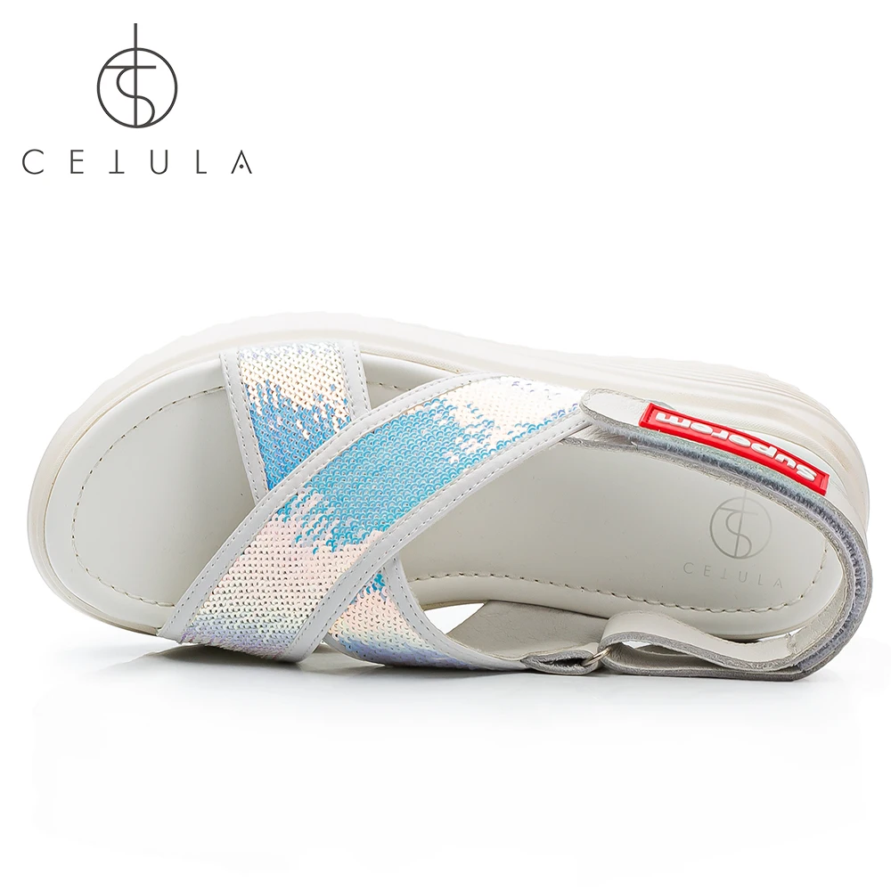 Pailletten Frauen X 2018 Slingback Sandale Kreis Schuhe Ft Sommer Riemen Cetula Handgefertigte Freizeit WH2ED9IY