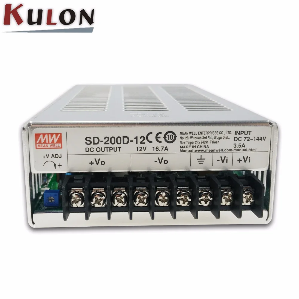 

Original MEAN WELL SD-200D-12 Single Output 200W 16.7A 12VDC Input 72~144VDC meanwell dc/dc converter 12V
